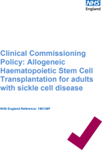 Allogeneic haematopoietic stem cell transplantation for adults with sickle cell disease